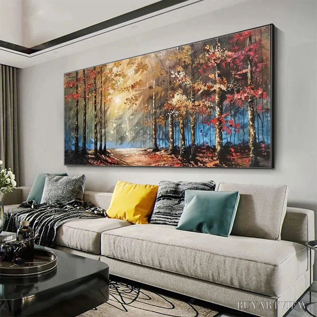 ARTOVITAS Autumn Trail – Textured Autumn Forest Landscape Painting - image 4