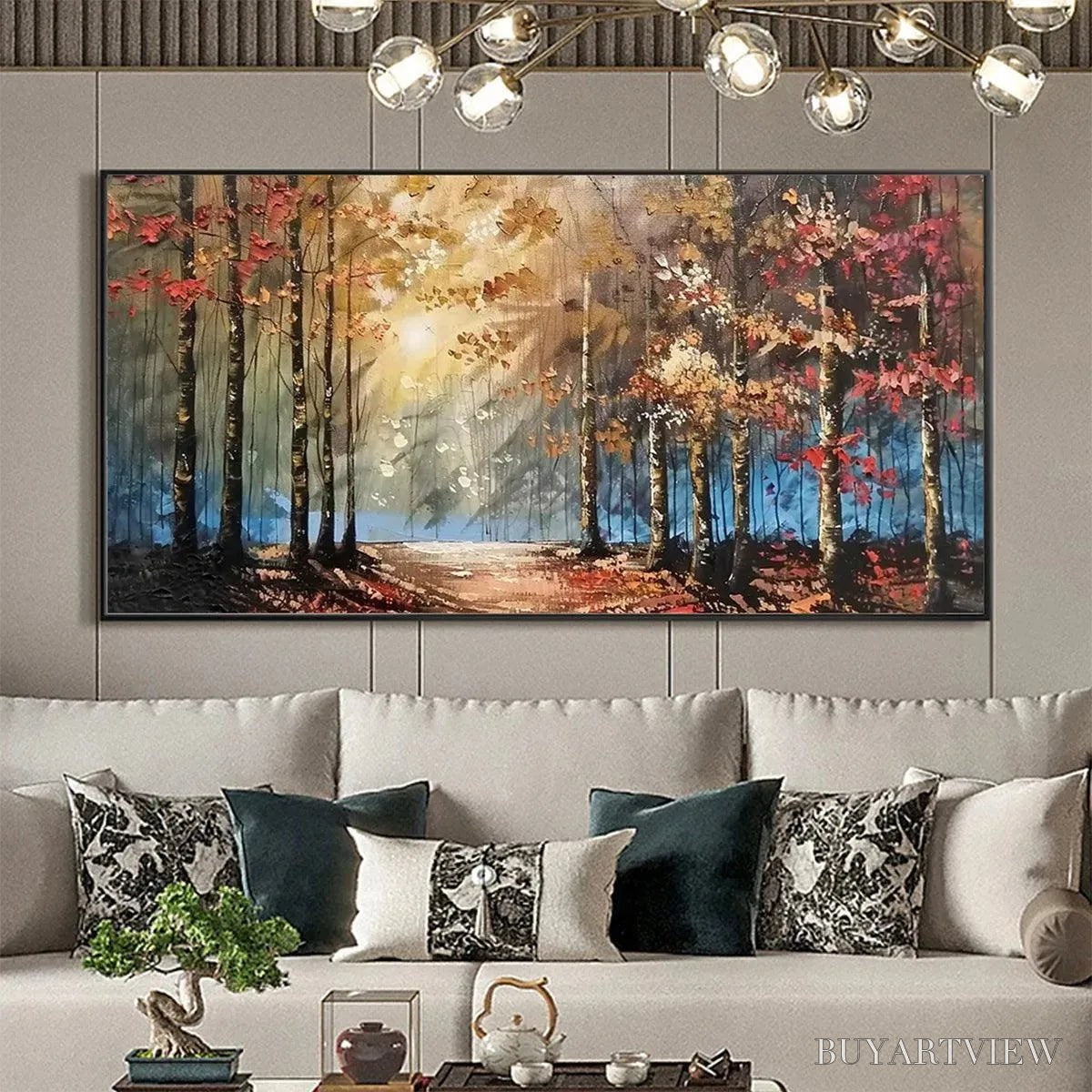 ARTOVITAS Autumn Trail – Textured Autumn Forest Landscape Painting - image 5