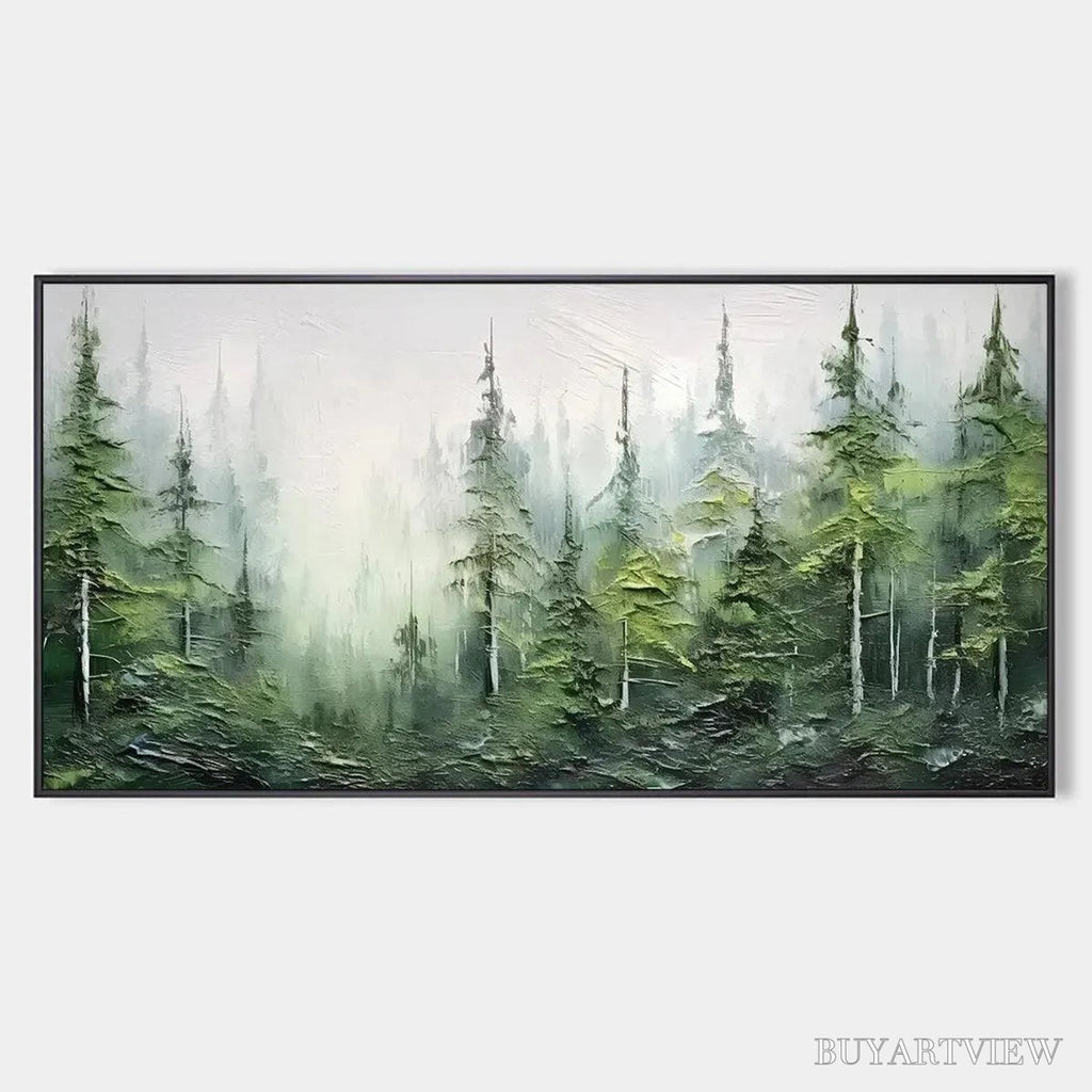 ARTOVITAS Emerald Forest – Textured Atmospheric Forest Landscape Painting - image 1