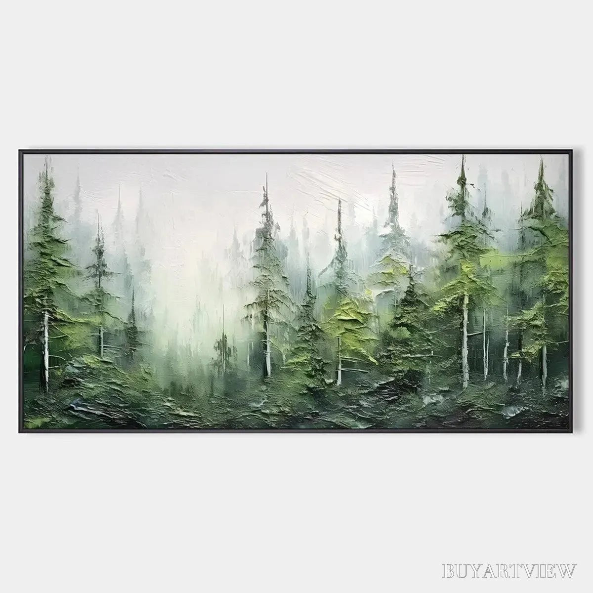 ARTOVITAS Emerald Forest – Textured Atmospheric Forest Landscape Painting - image 1