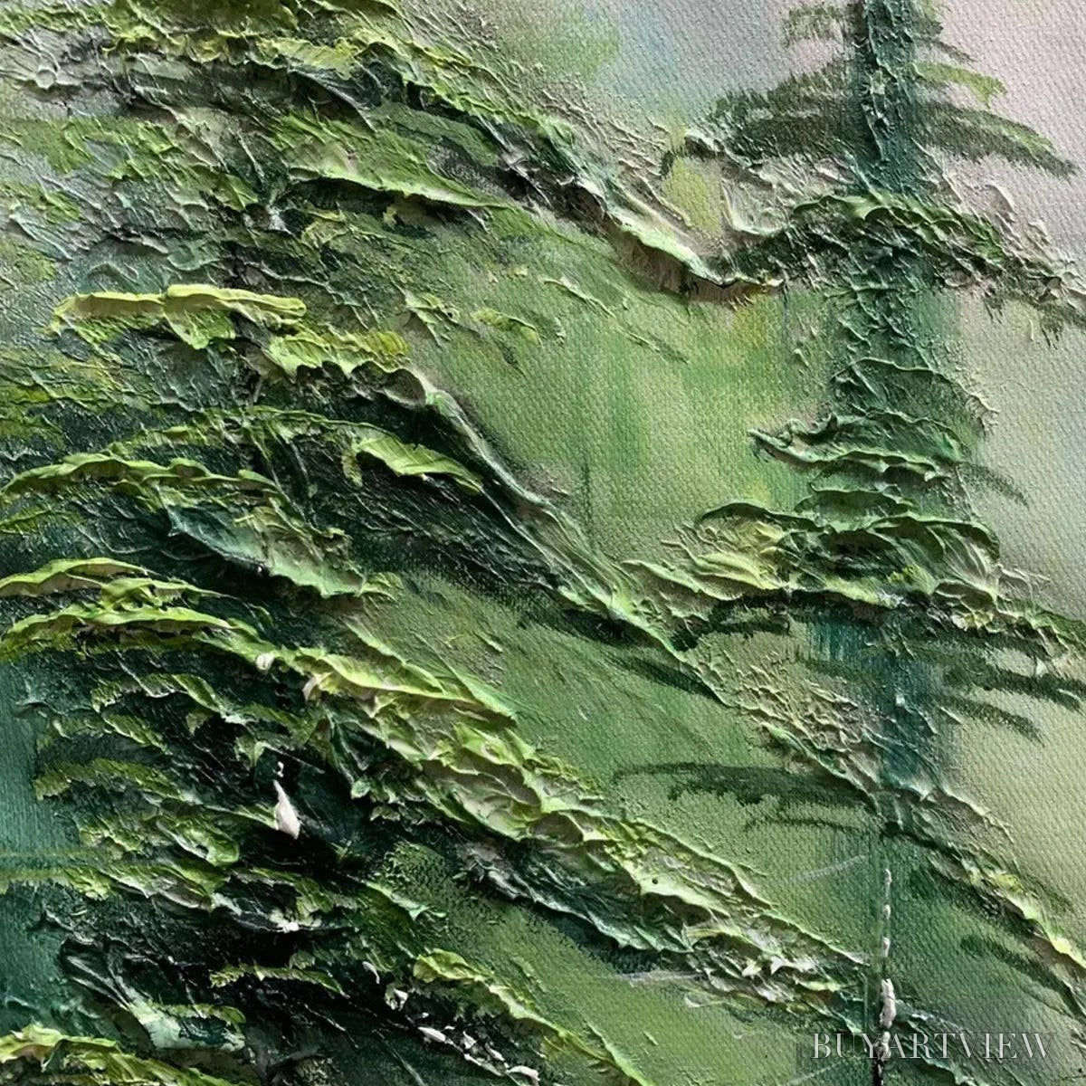 ARTOVITAS Emerald Forest – Textured Atmospheric Forest Landscape Painting - image 3