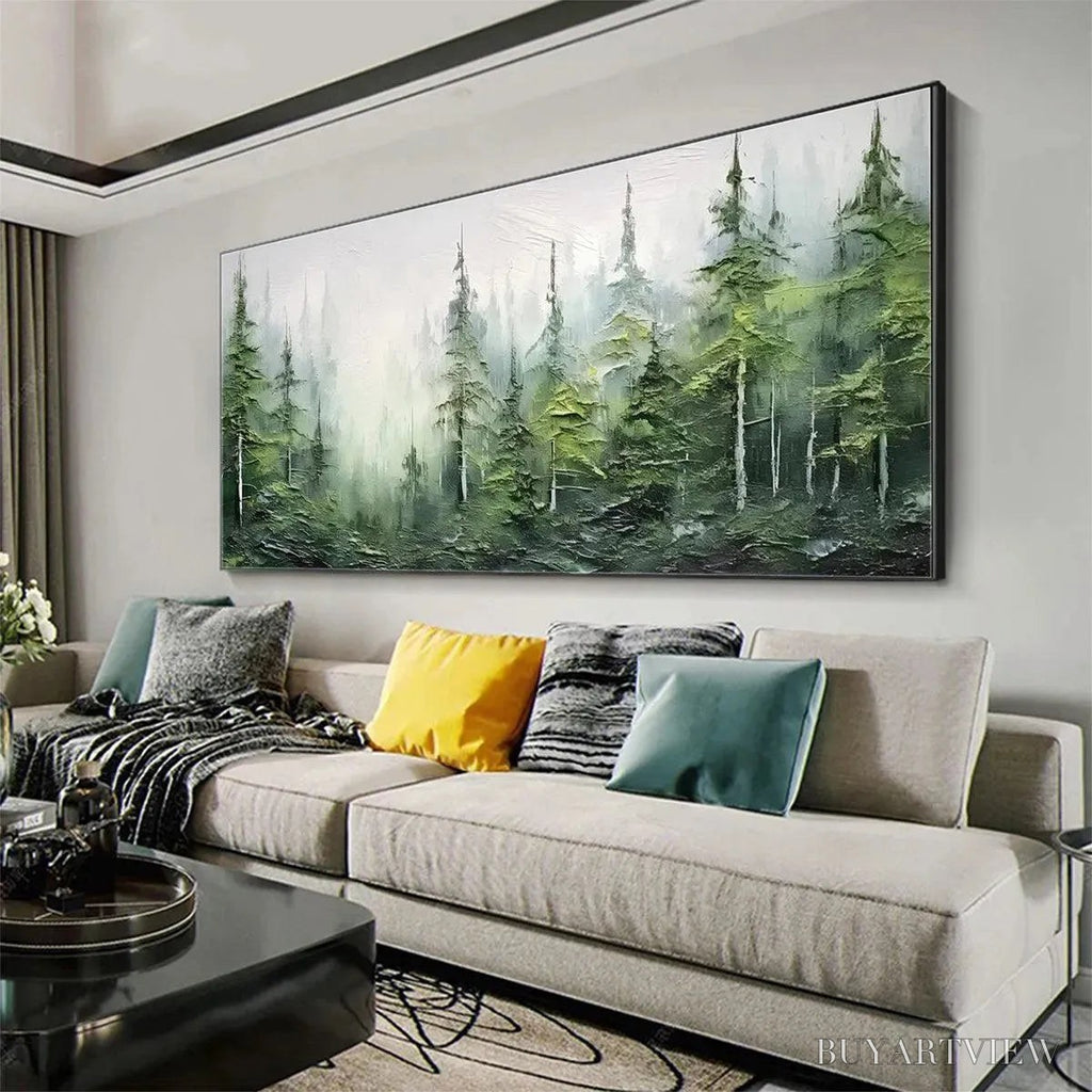ARTOVITAS Emerald Forest – Textured Atmospheric Forest Landscape Painting - image 4
