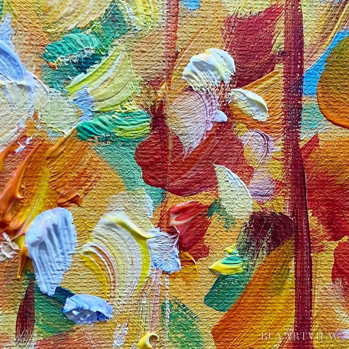 ARTOVITAS Autumn Sunrise – Panoramic Forest Landscape Painting in Orange and Yellow - image 3