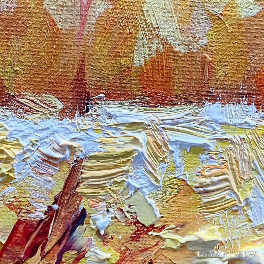 ARTOVITAS Autumn Sunrise – Panoramic Forest Landscape Painting in Orange and Yellow - image 6
