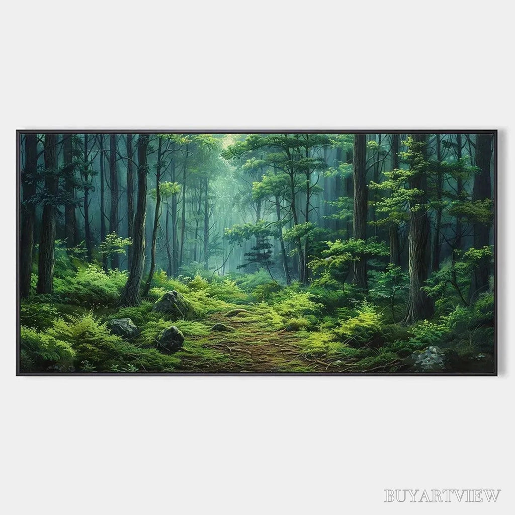 ARTOVITAS Forest Path – Panoramic Green Forest Landscape Painting - image 1
