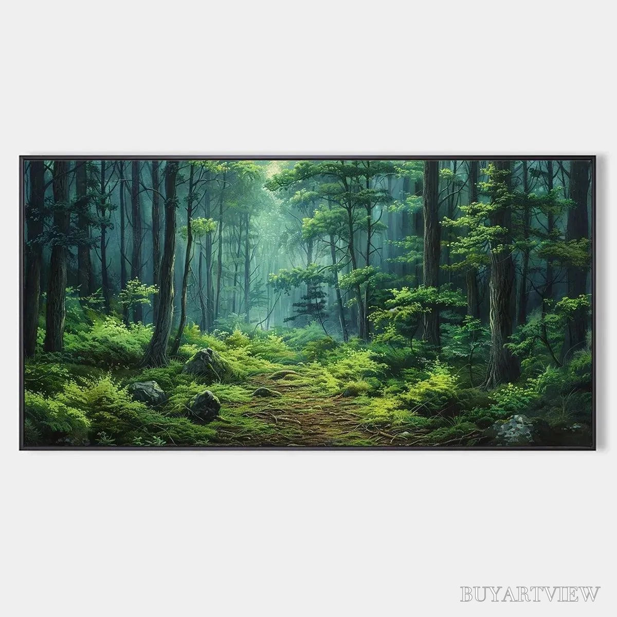 ARTOVITAS Forest Path – Panoramic Green Forest Landscape Painting - image 1