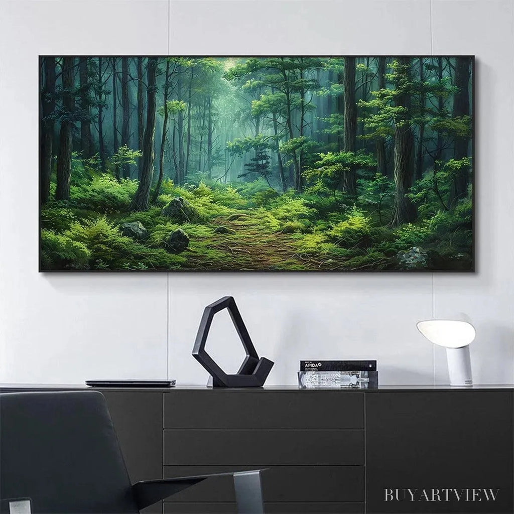 ARTOVITAS Forest Path – Panoramic Green Forest Landscape Painting - image 2