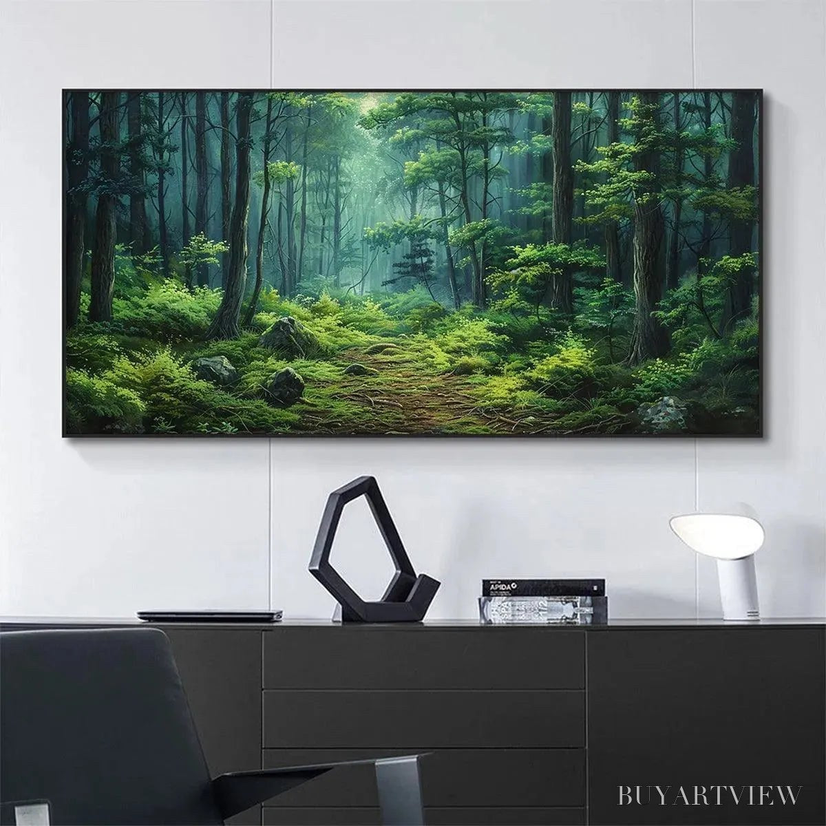 ARTOVITAS Forest Path – Panoramic Green Forest Landscape Painting - image 2