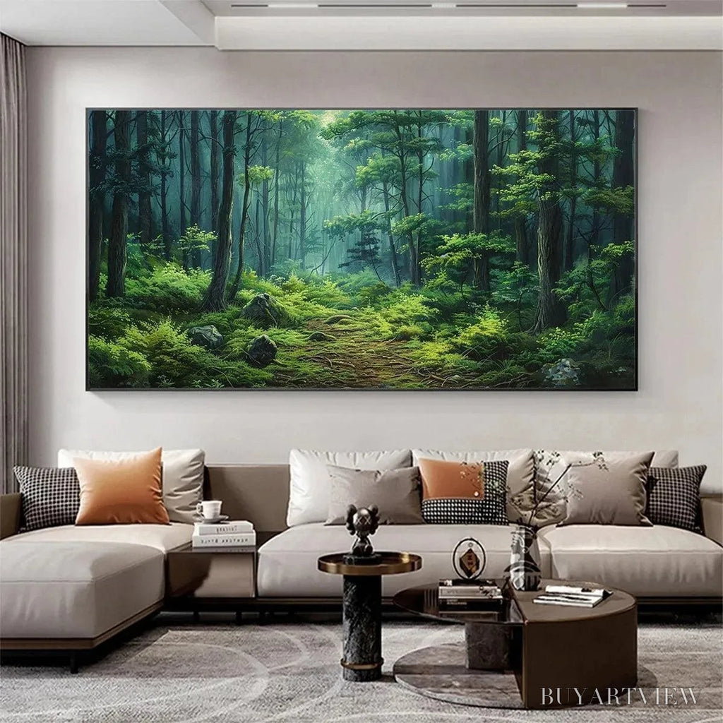 ARTOVITAS Forest Path – Panoramic Green Forest Landscape Painting - image 6