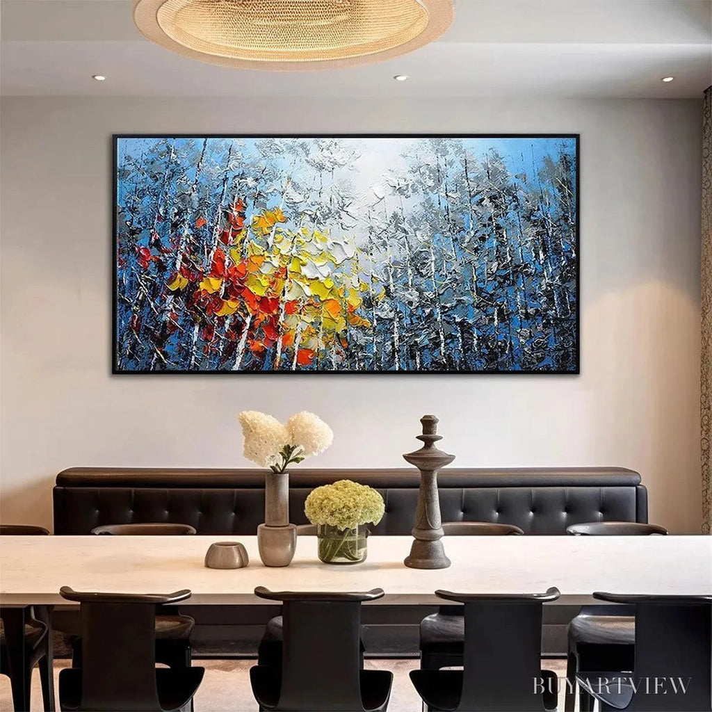 ARTOVITAS Autumn Aspen – Textured Colorful Forest Landscape Impasto Painting - image 4