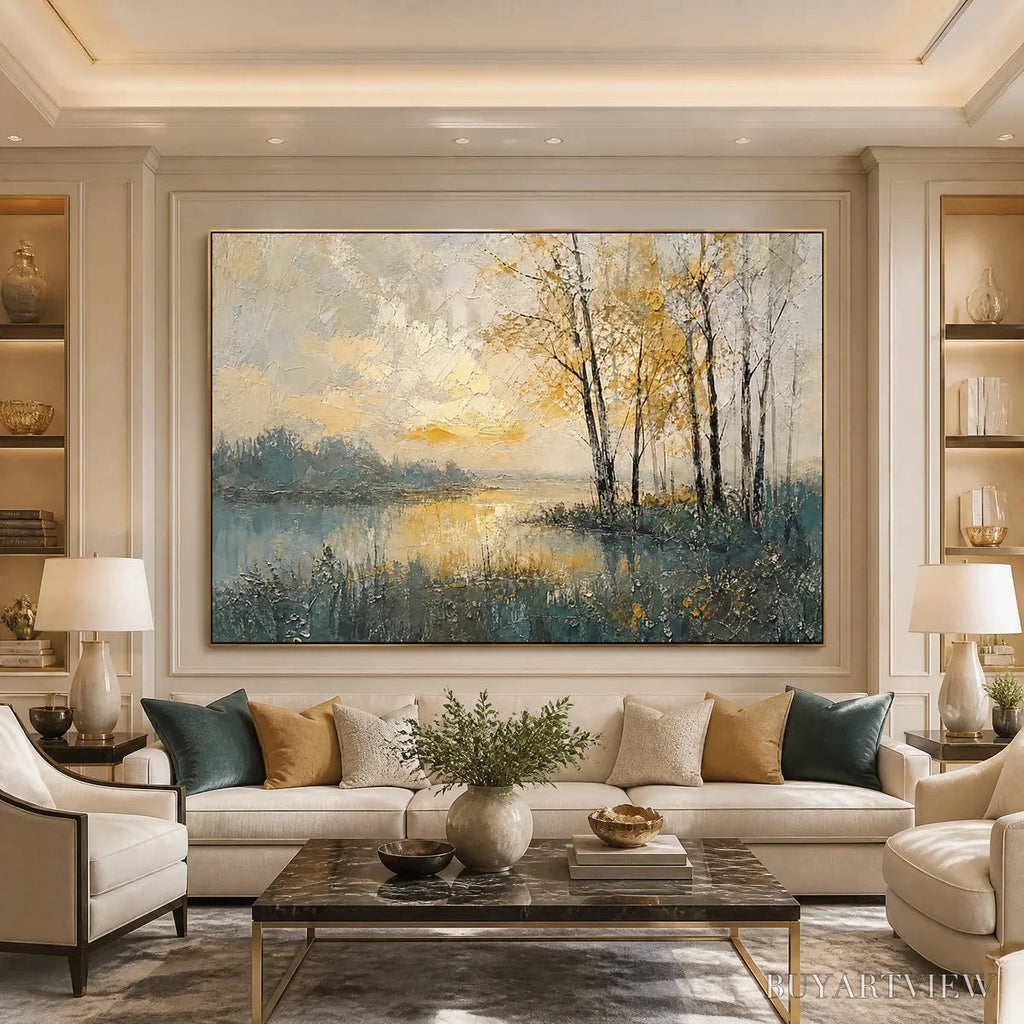 ARTOVITAS Golden Birch Lake – Golden Lake Birch Landscape - image 5
