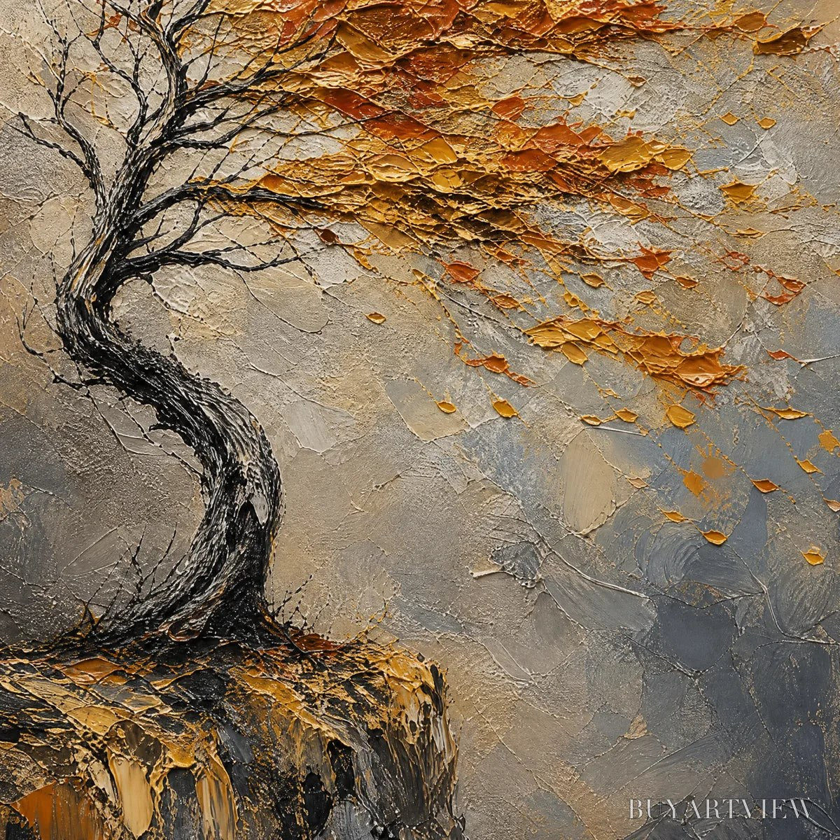 ARTOVITAS Windfall Tree – Windswept Autumn Tree Painting - image 3