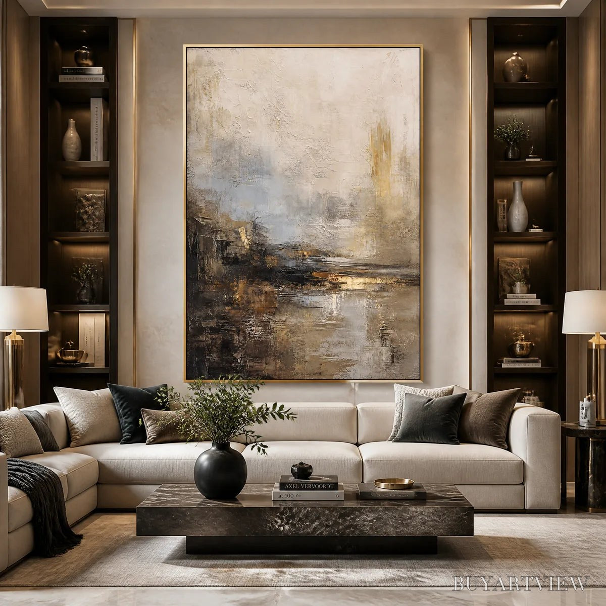 ARTOVITAS Mist Over Lake – Misty Abstract Lake Painting - image 5