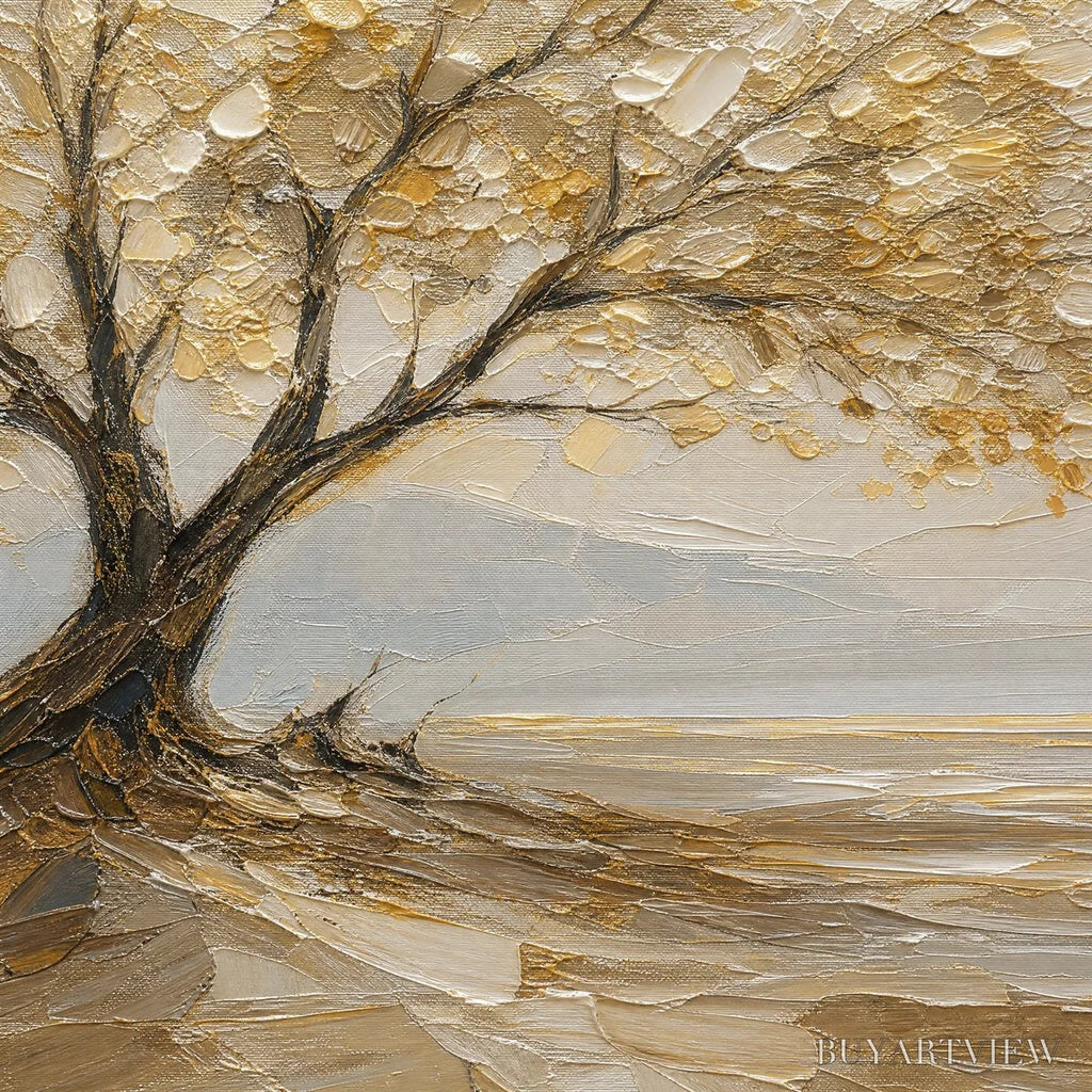 ARTOVITAS Solitary Sand Tree – Beige Lone Tree Landscape - image 3
