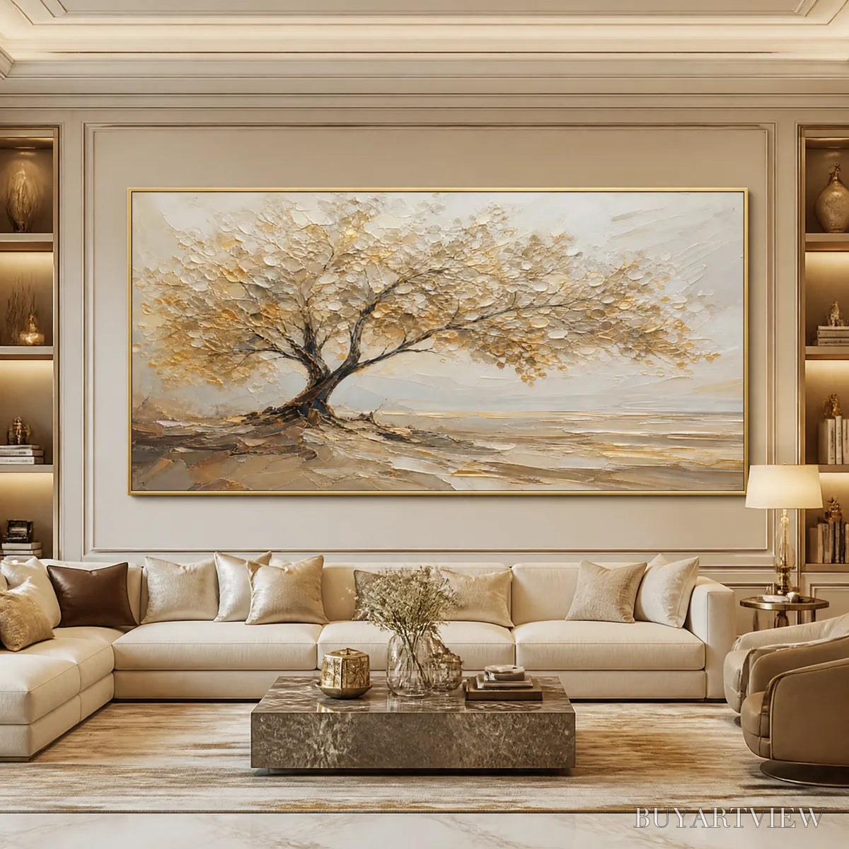 ARTOVITAS Solitary Sand Tree – Beige Lone Tree Landscape - image 5