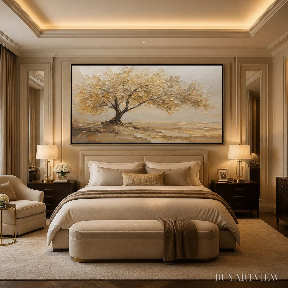 ARTOVITAS Solitary Sand Tree – Beige Lone Tree Landscape - image 6