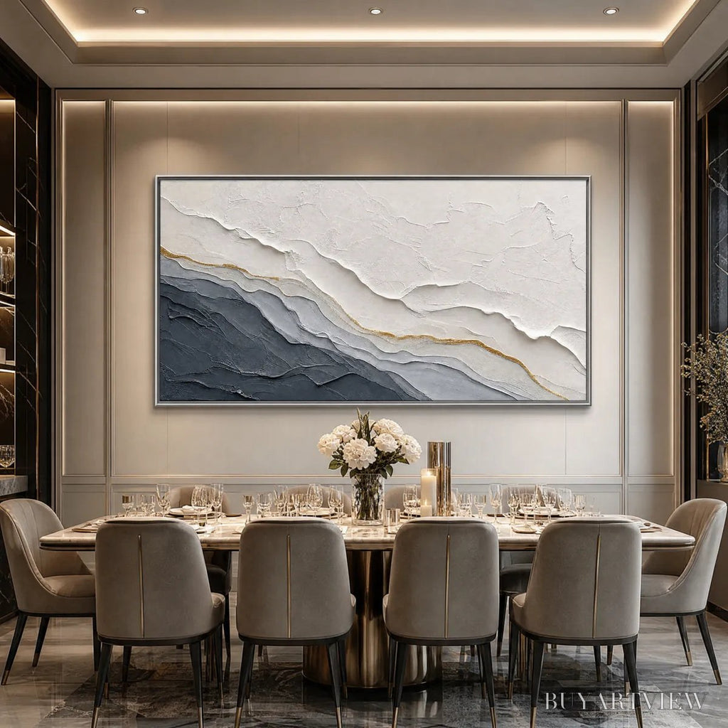 ARTOVITAS Aeon – Textured Grey and Gold Abstract Landscape Painting - image 2