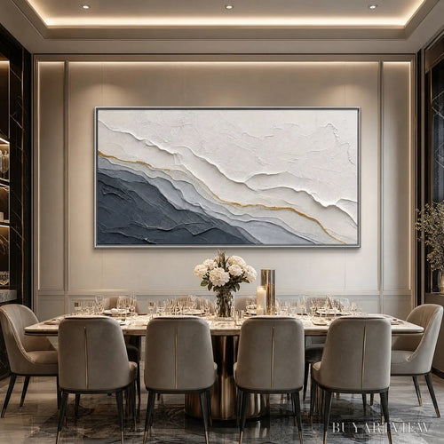 ARTOVITAS Aeon – Textured Grey and Gold Abstract Landscape Painting - image 2