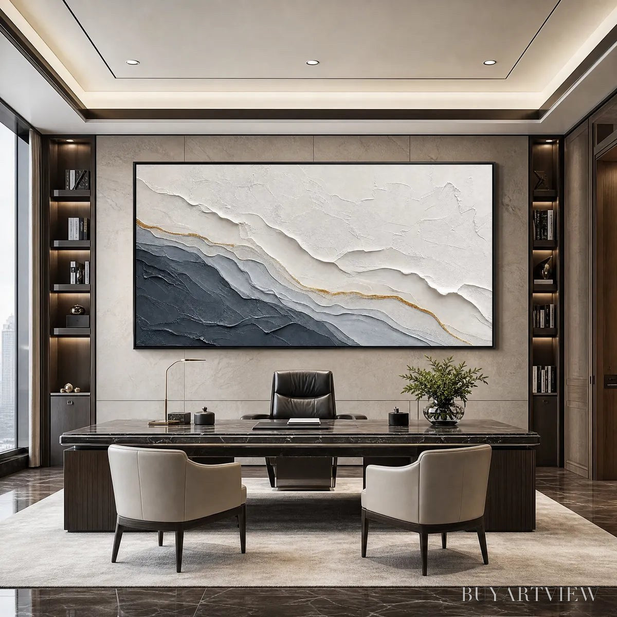 ARTOVITAS Aeon – Textured Grey and Gold Abstract Landscape Painting - image 6
