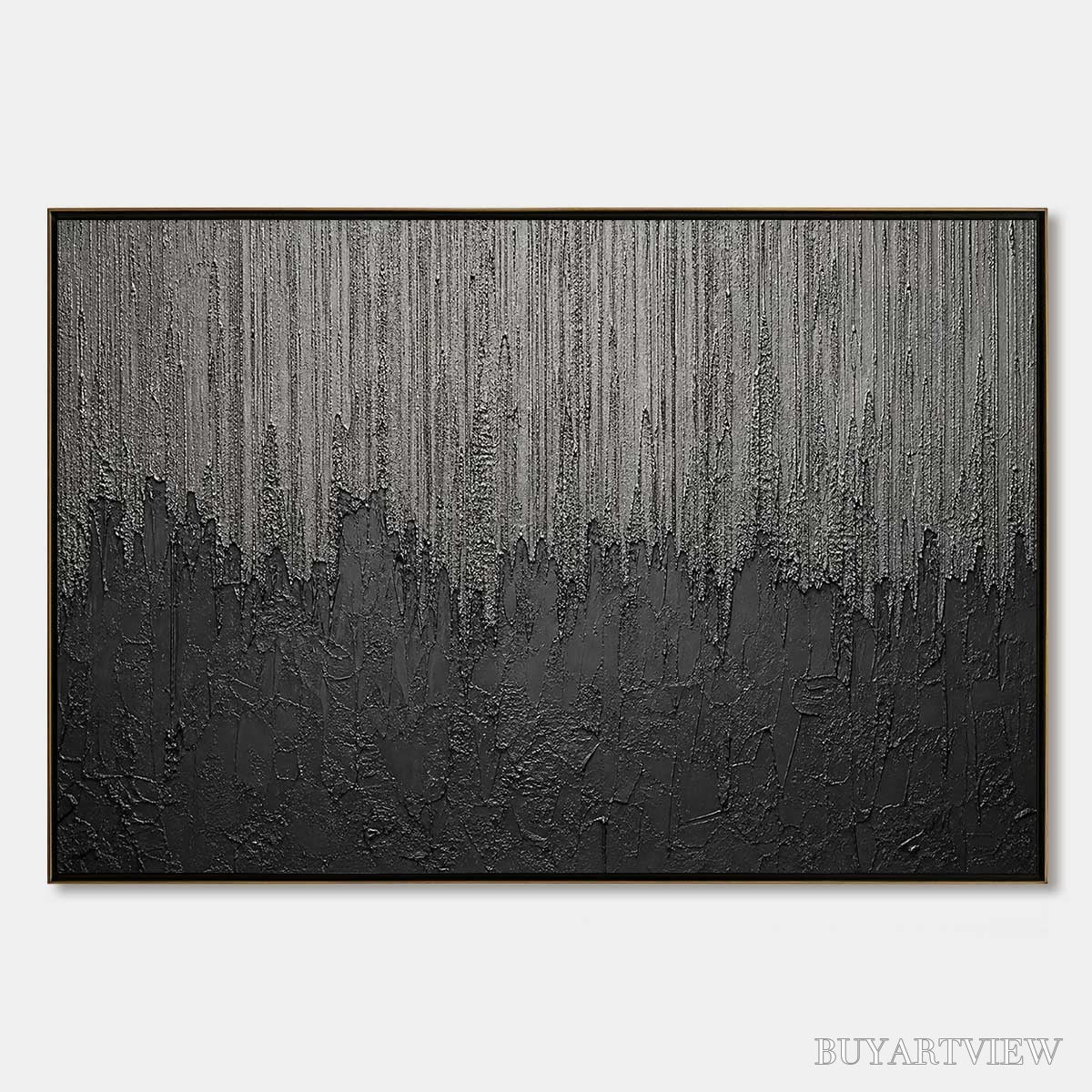 ARTOVITAS Ashen Cascade – Large Textured Black and Grey Abstract - image 1