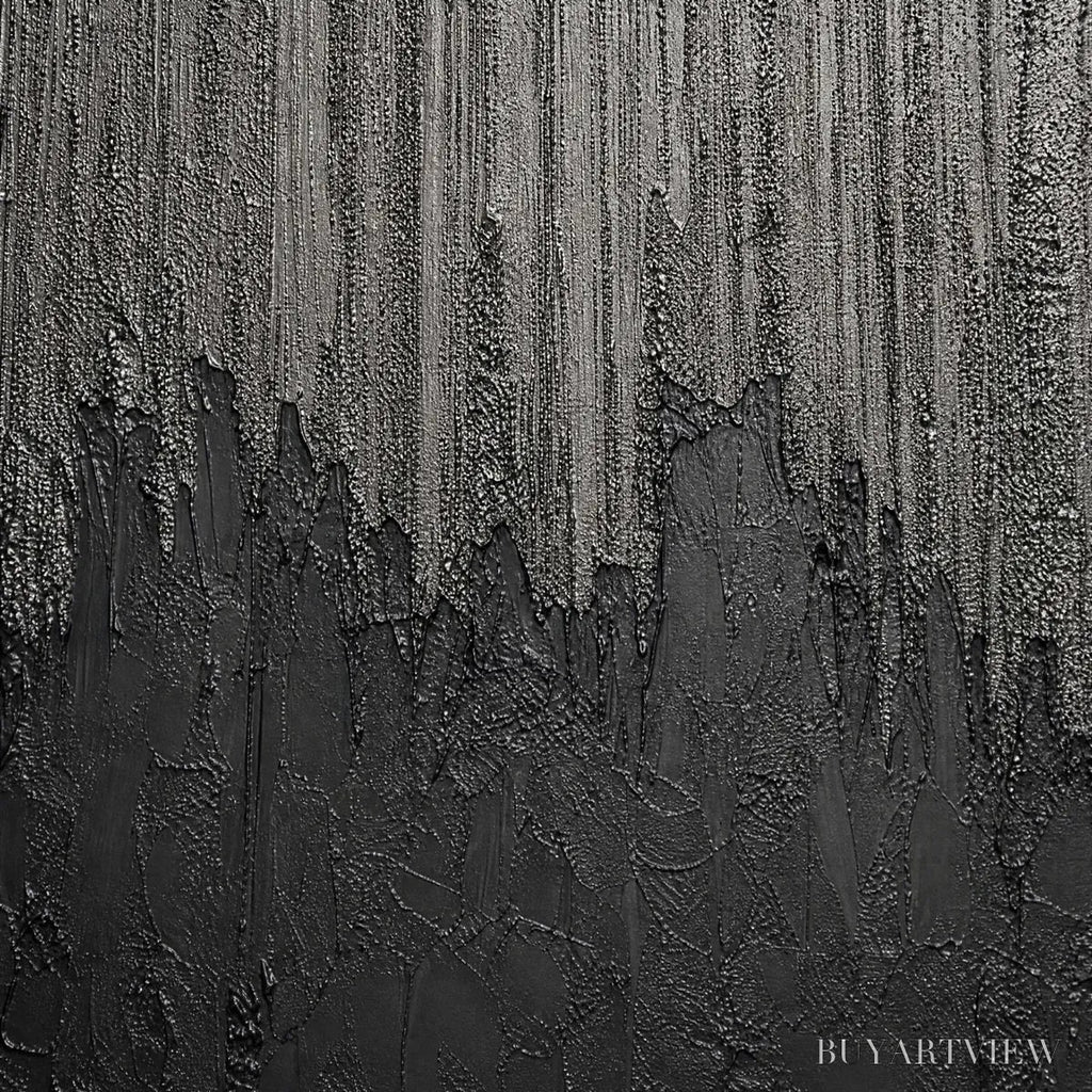 ARTOVITAS Ashen Cascade – Large Textured Black and Grey Abstract - image 3