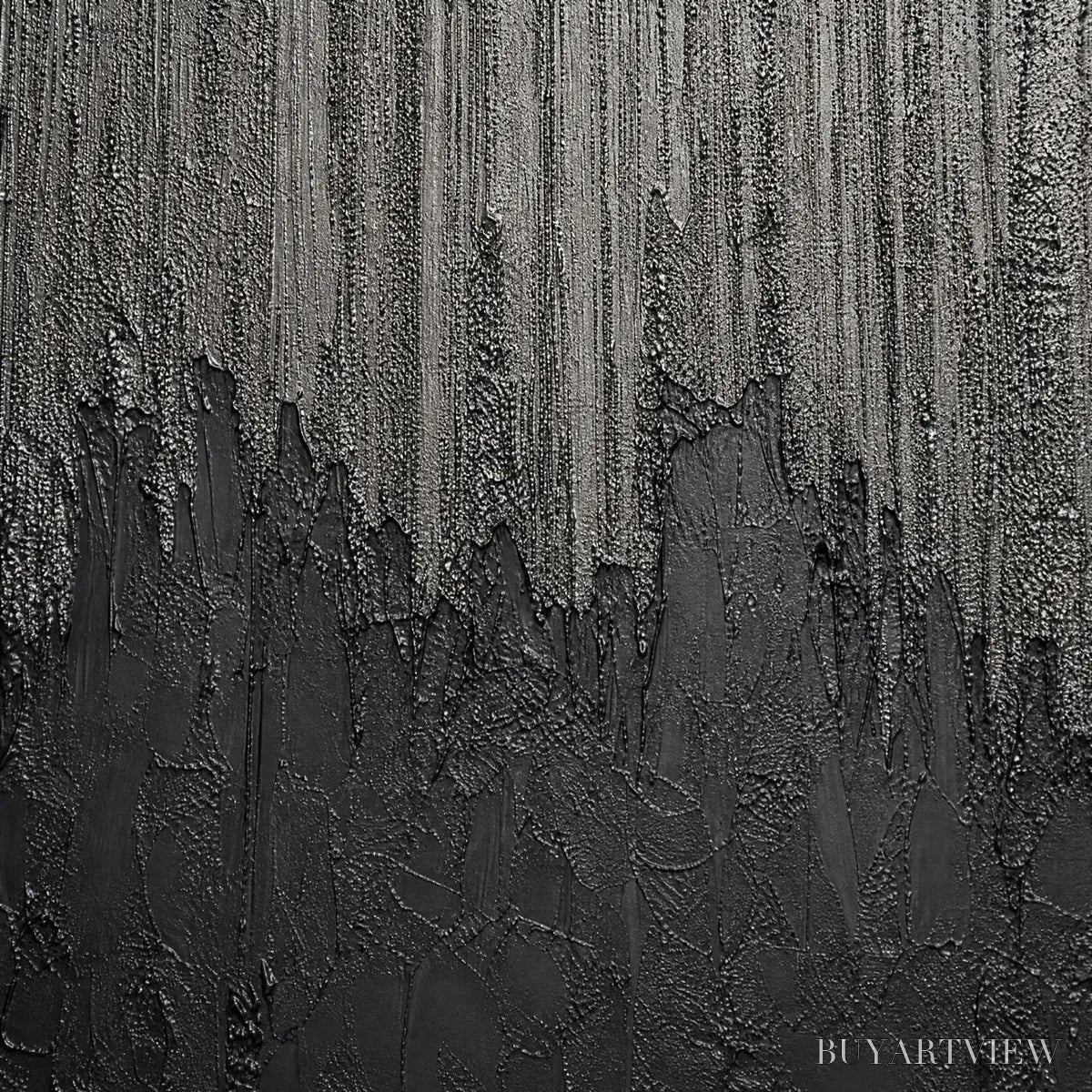 ARTOVITAS Ashen Cascade – Large Textured Black and Grey Abstract - image 3