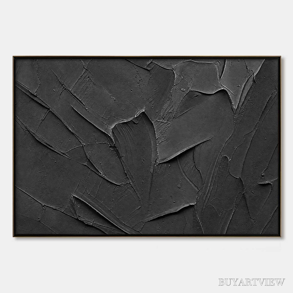 ARTOVITAS Obsidian – Textured Minimalist Impasto Painting in Deep Black - image 1