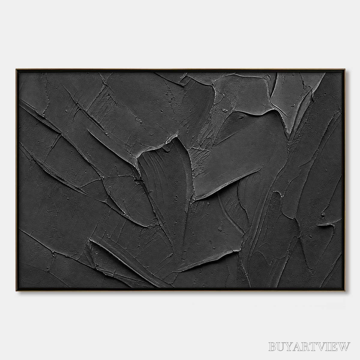 ARTOVITAS Obsidian – Textured Minimalist Impasto Painting in Deep Black - image 1