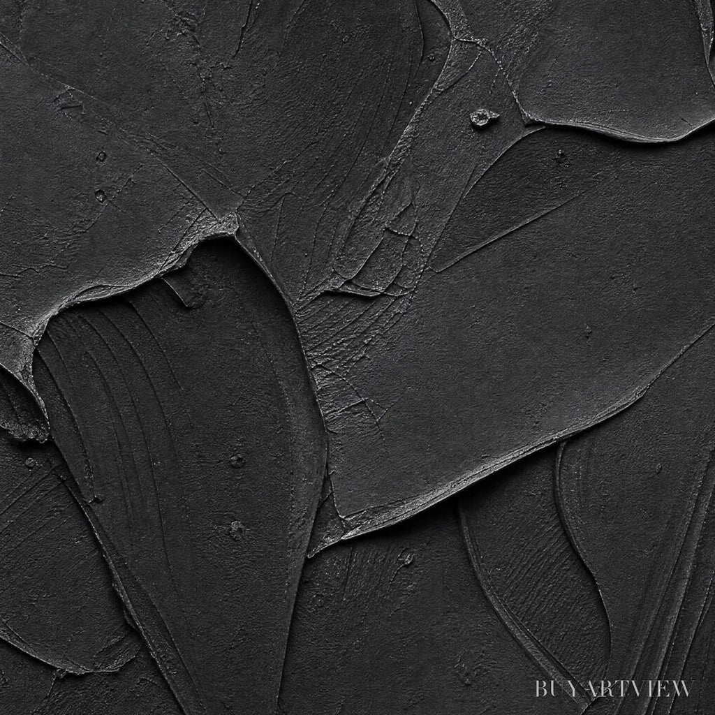ARTOVITAS Obsidian – Textured Minimalist Impasto Painting in Deep Black - image 3