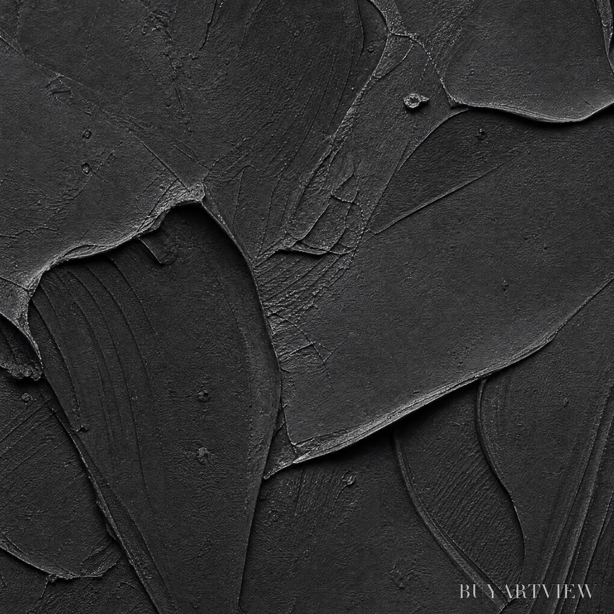 ARTOVITAS Obsidian – Textured Minimalist Impasto Painting in Deep Black - image 3
