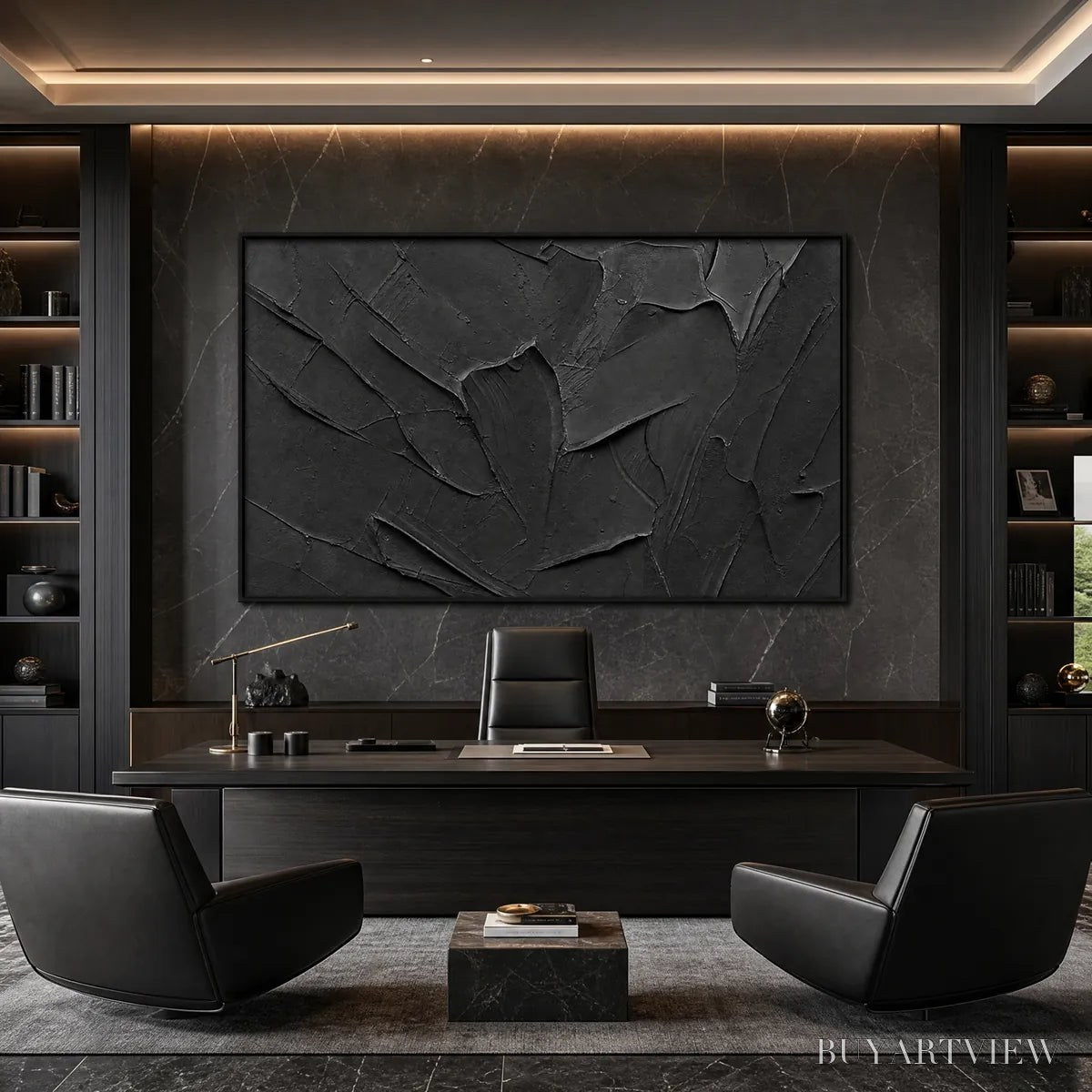 ARTOVITAS Obsidian – Textured Minimalist Impasto Painting in Deep Black - image 5