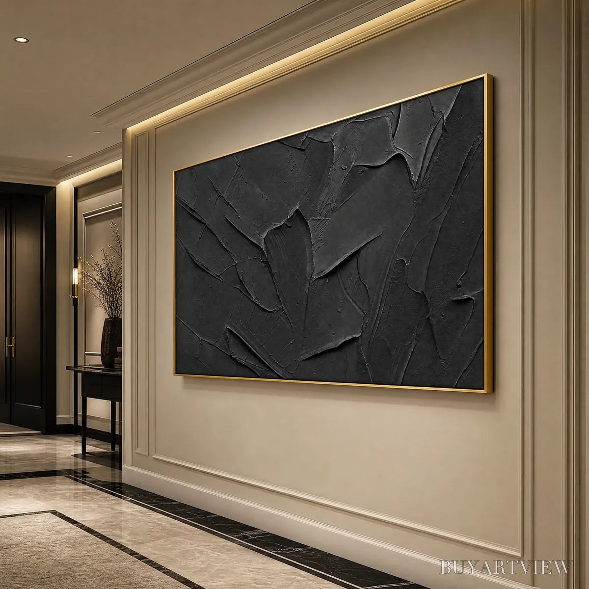 ARTOVITAS Obsidian – Textured Minimalist Impasto Painting in Deep Black - image 6