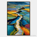 ARTOVITAS Terraced Journey – Vibrant Textured Impasto Landscape Painting - image 1
