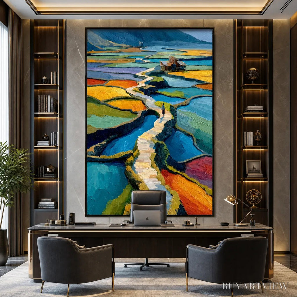 ARTOVITAS Terraced Journey – Vibrant Textured Impasto Landscape Painting - image 2