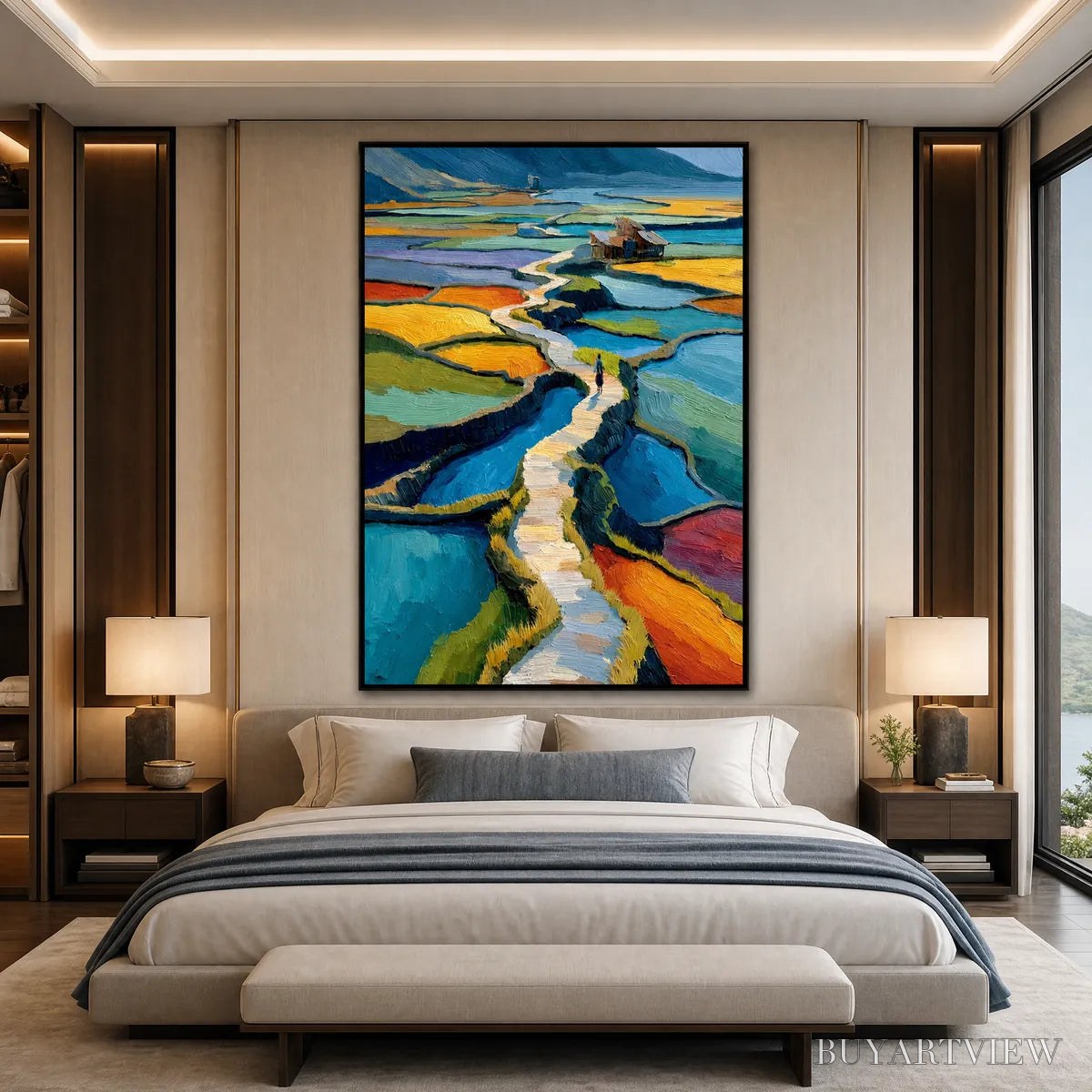 ARTOVITAS Terraced Journey – Vibrant Textured Impasto Landscape Painting - image 5