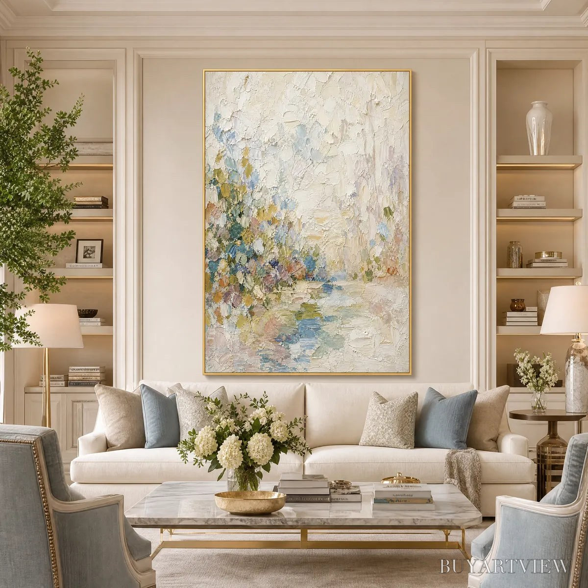 ARTOVITAS Serenity – Textured Abstract Landscape Oil Painting - image 2