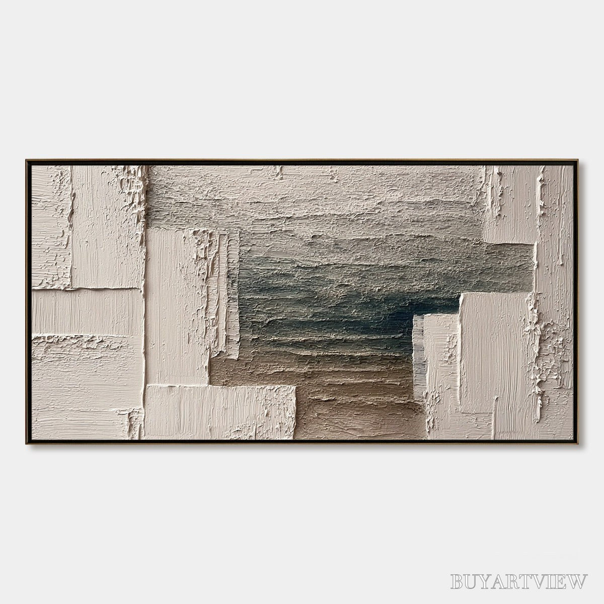 ARTOVITAS Strata – Large Horizontal Textured Wabi Sabi Abstract Painting - image 1