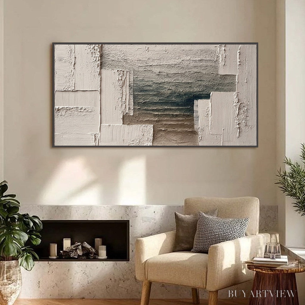 ARTOVITAS Strata – Large Horizontal Textured Wabi Sabi Abstract Painting - image 2