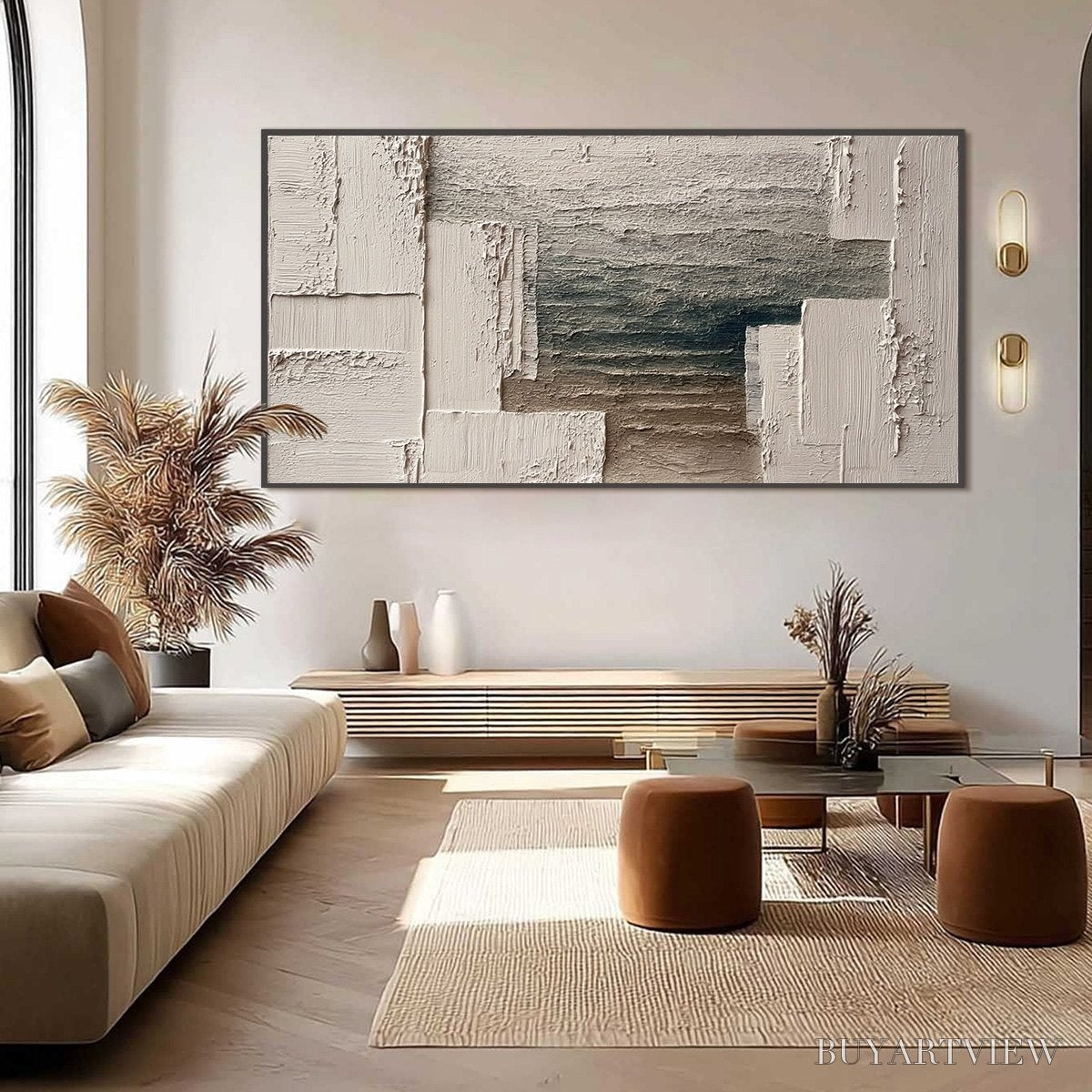 ARTOVITAS Strata – Large Horizontal Textured Wabi Sabi Abstract Painting - image 6