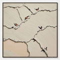 ARTOVITAS Fragments of Dawn – Textured Wabi Sabi Painting of Perched Birds - image 1