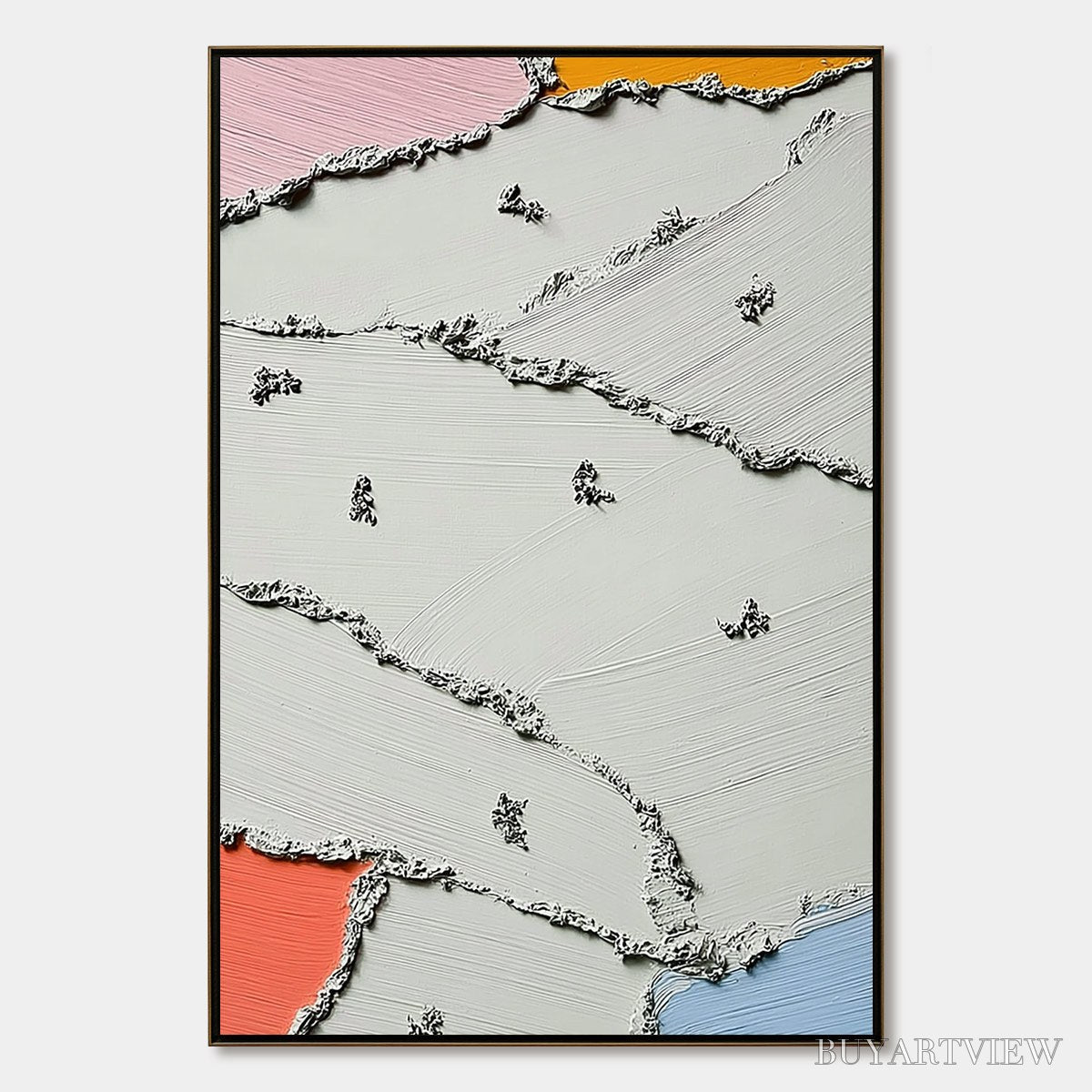ARTOVITAS Riverbeds – Textured Abstract Painting with Minimalist Color Accents - image 1