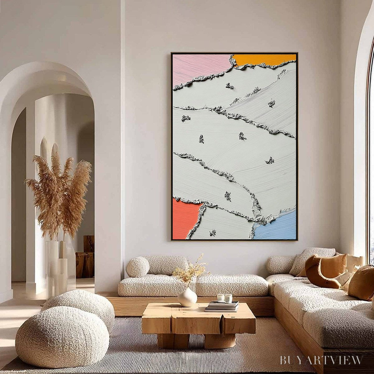ARTOVITAS Riverbeds – Textured Abstract Painting with Minimalist Color Accents - image 4