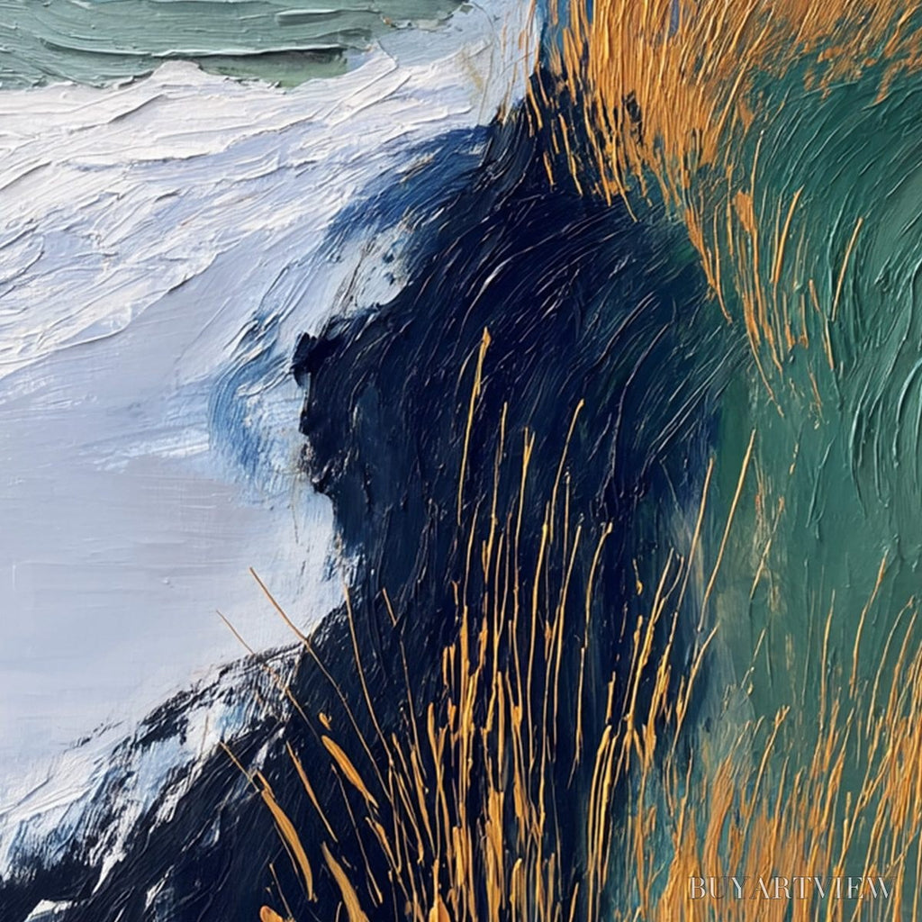 ARTOVITAS Golden Estuary – Textured Abstract River Landscape Painting - image 5