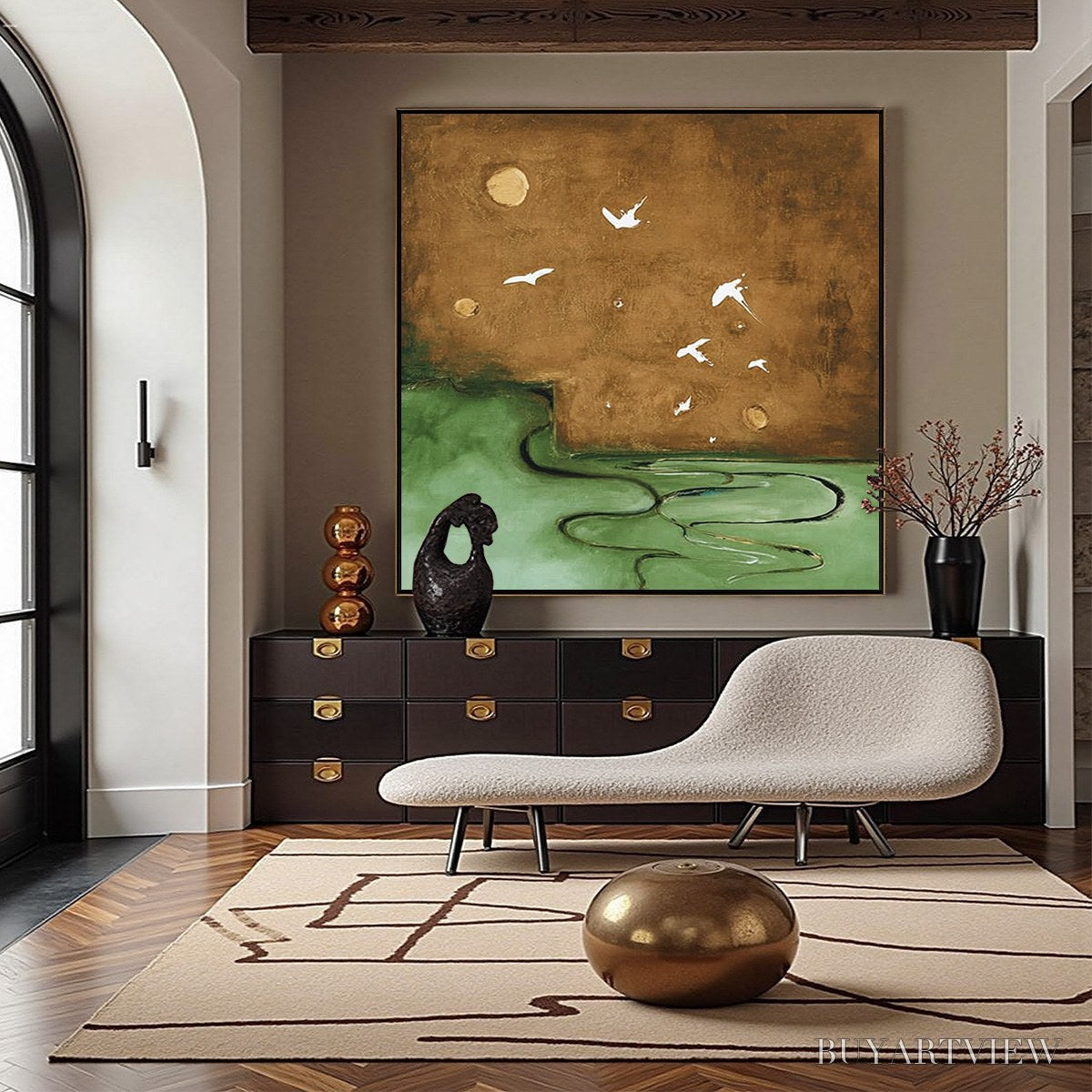 ARTOVITAS Sojourn – Earthy Wabi Sabi Abstract Landscape Painting - image 2