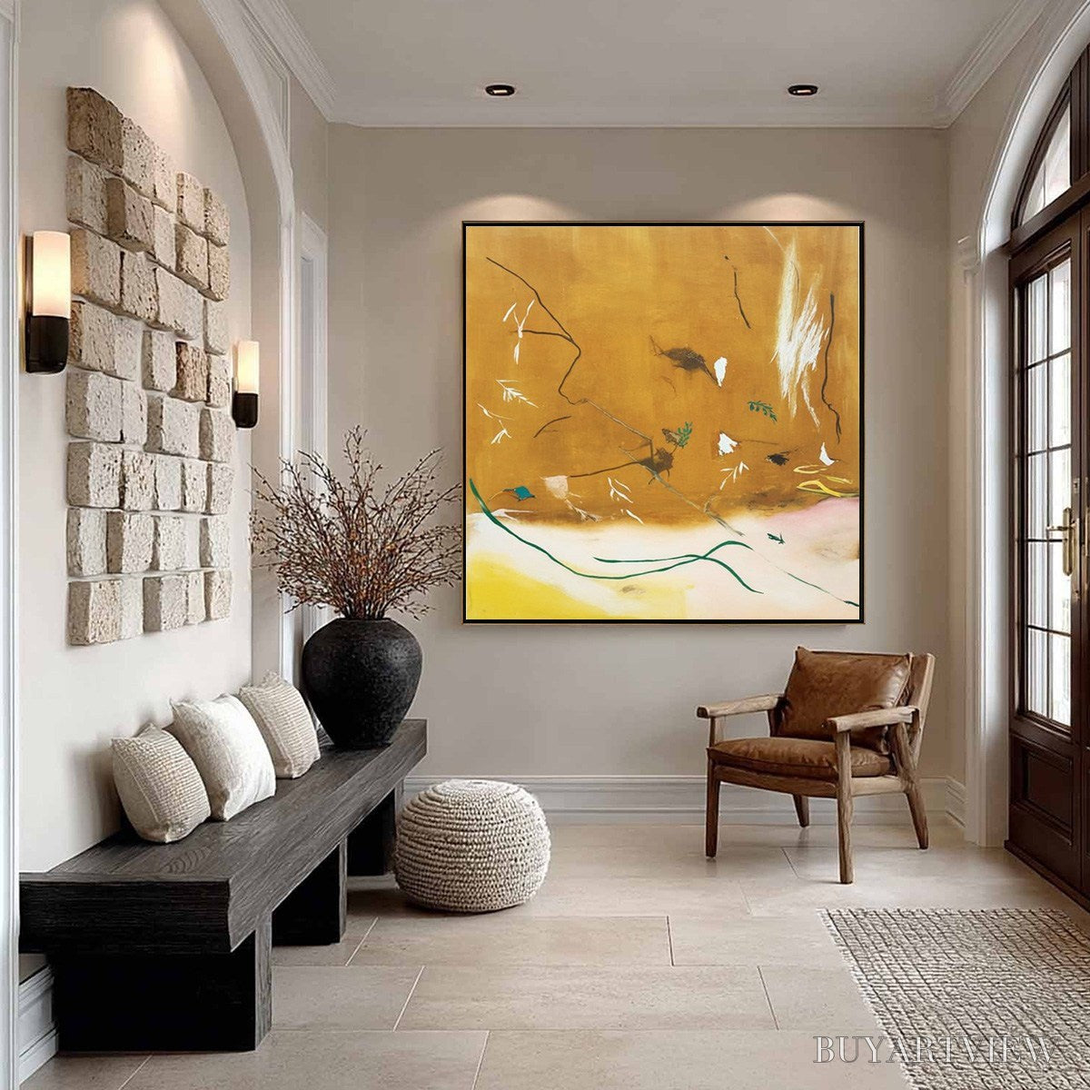 ARTOVITAS Autumn Whisper – Earthy Abstract Painting for Modern Wabi Sabi Decor - image 4