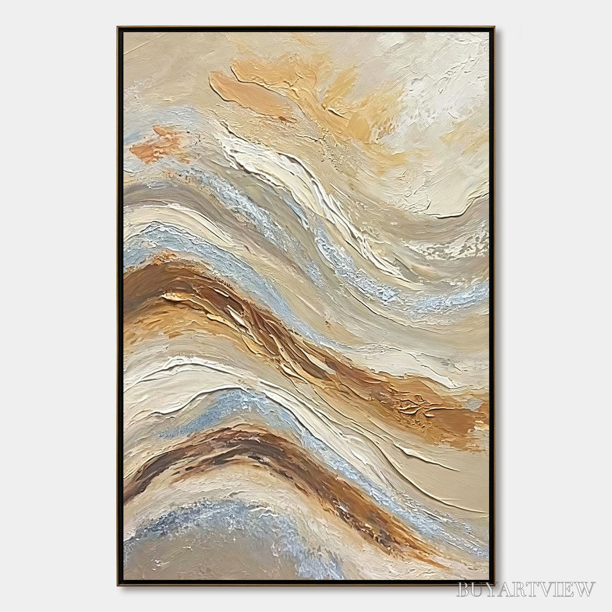 ARTOVITAS Coastal Drift – Wabi Sabi Inspired Textured Abstract Oil Painting - image 1