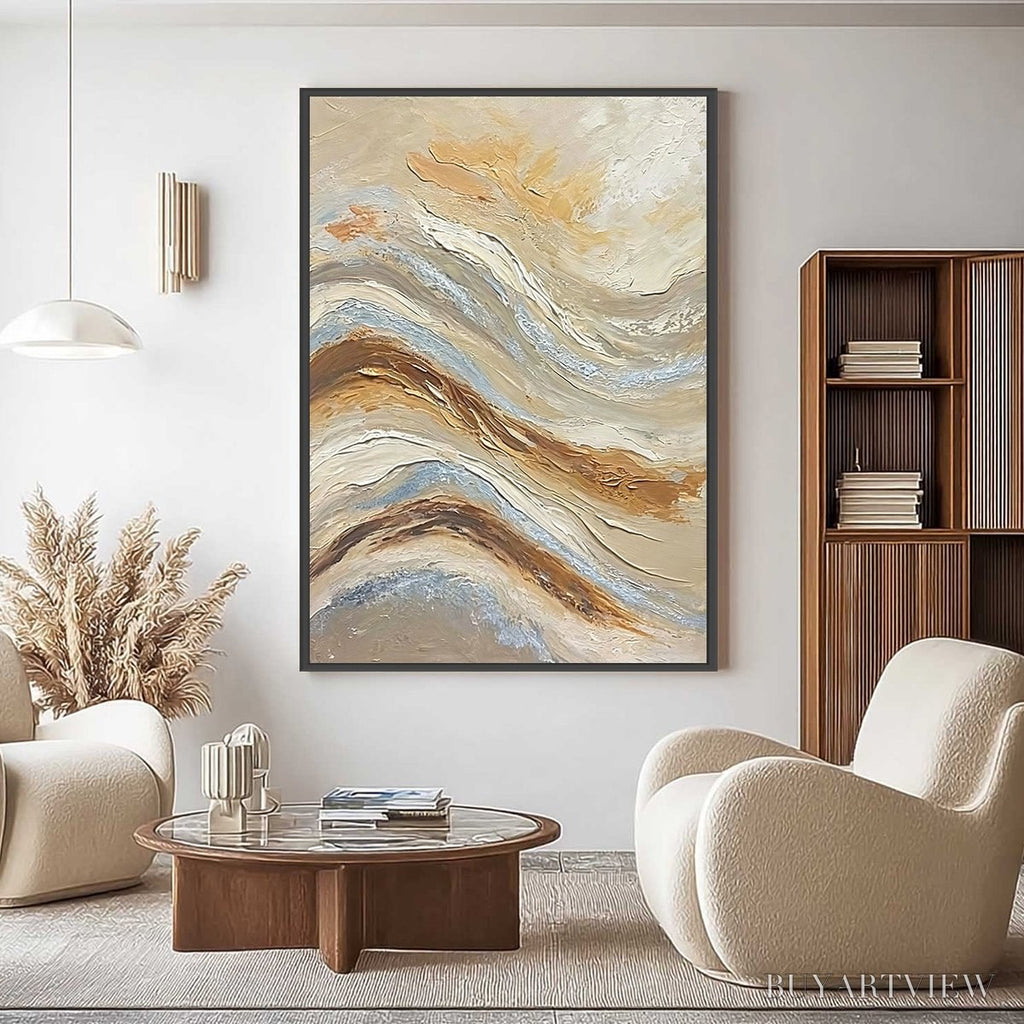 ARTOVITAS Coastal Drift – Wabi Sabi Inspired Textured Abstract Oil Painting - image 2