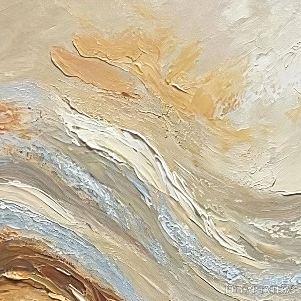 ARTOVITAS Coastal Drift – Wabi Sabi Inspired Textured Abstract Oil Painting - image 3