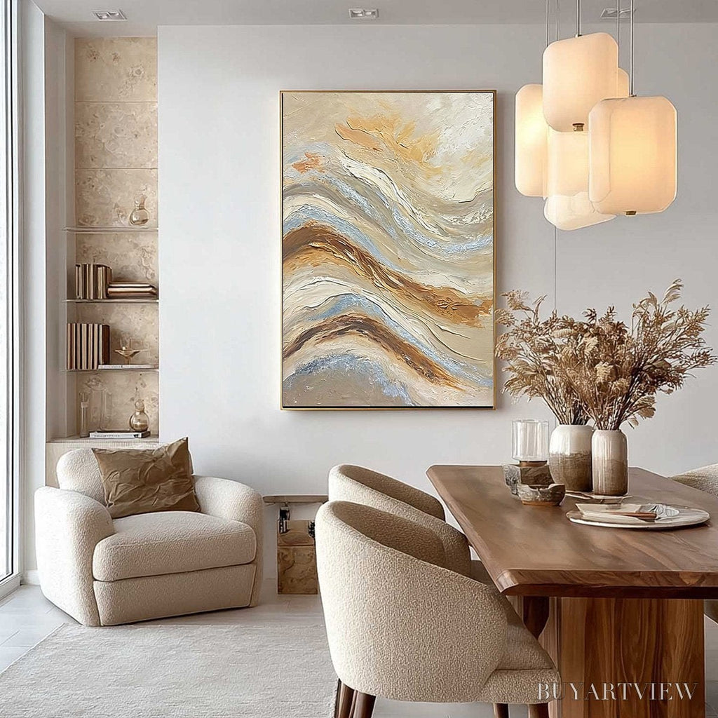 ARTOVITAS Coastal Drift – Wabi Sabi Inspired Textured Abstract Oil Painting - image 4