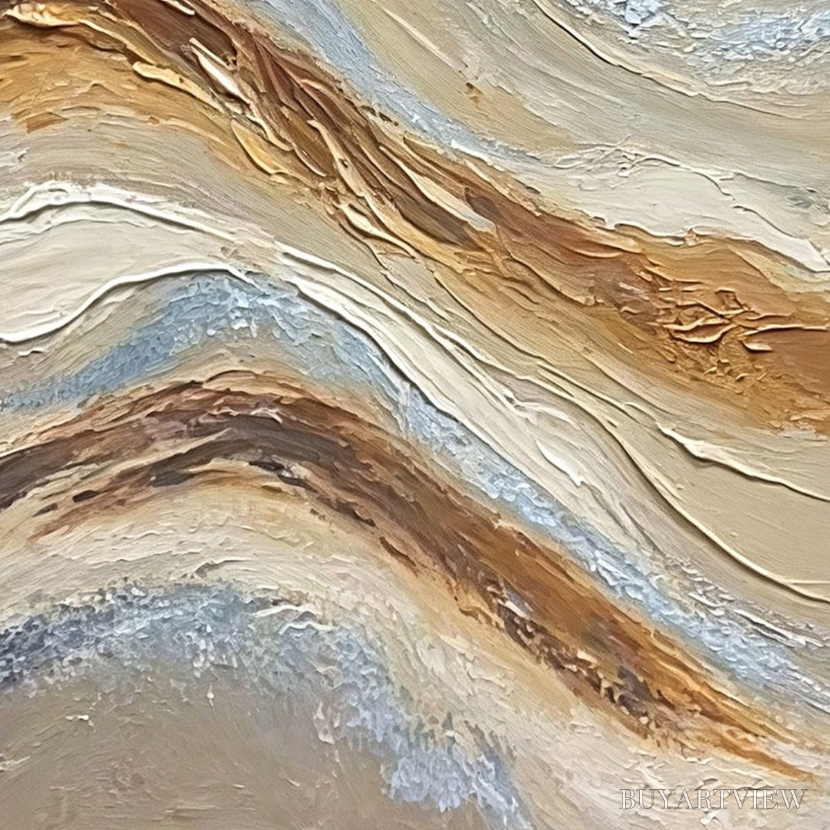 ARTOVITAS Coastal Drift – Wabi Sabi Inspired Textured Abstract Oil Painting - image 5